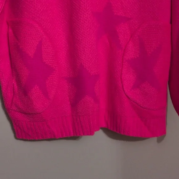 NWOT hot pink star knitted hoodie, size L - Picture 2 of 6